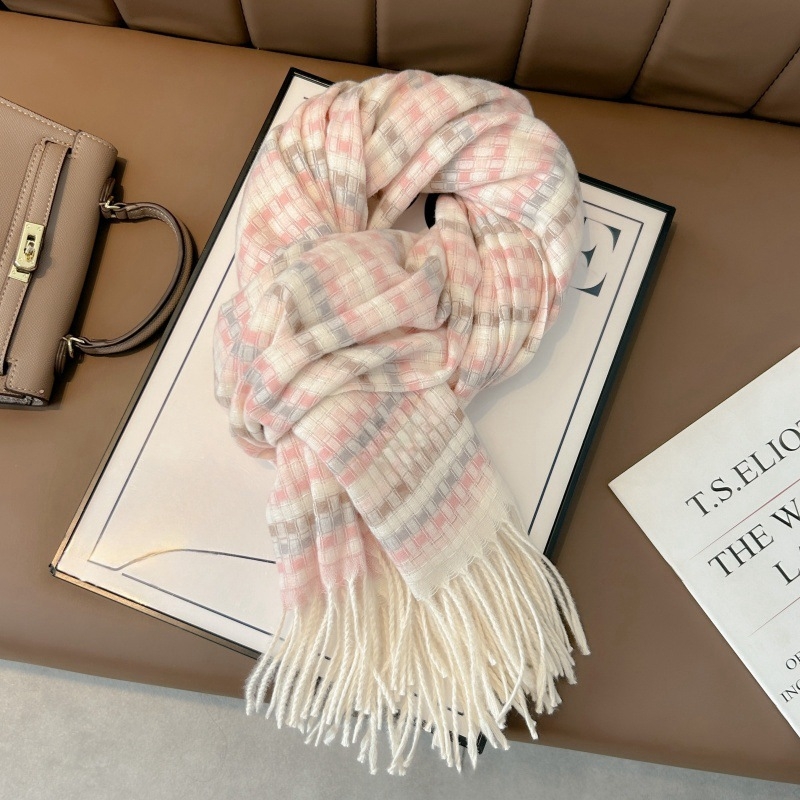 Šal 100% poliester, karirani uzorak, zima/jesen, izdanje jesen 2024