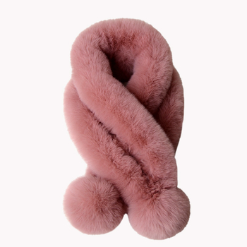 Női dupla cső sál műnyúlszőrrel - kézzel készült, üreges dizájn, meleg téli kiegészítő