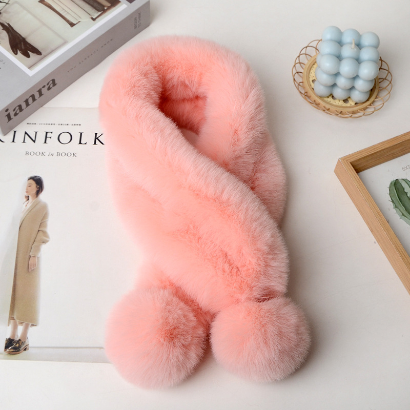 Női dupla cső sál műnyúlszőrrel - kézzel készült, üreges dizájn, meleg téli kiegészítő