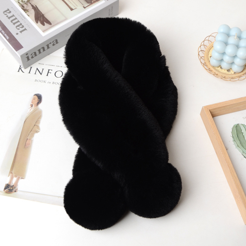 Női dupla cső sál műnyúlszőrrel - kézzel készült, üreges dizájn, meleg téli kiegészítő