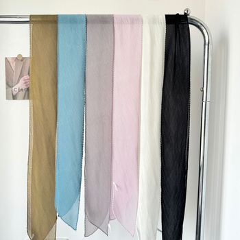 Dugi šal od poliestera, crepe tkanje, plisiranje, gradski stil