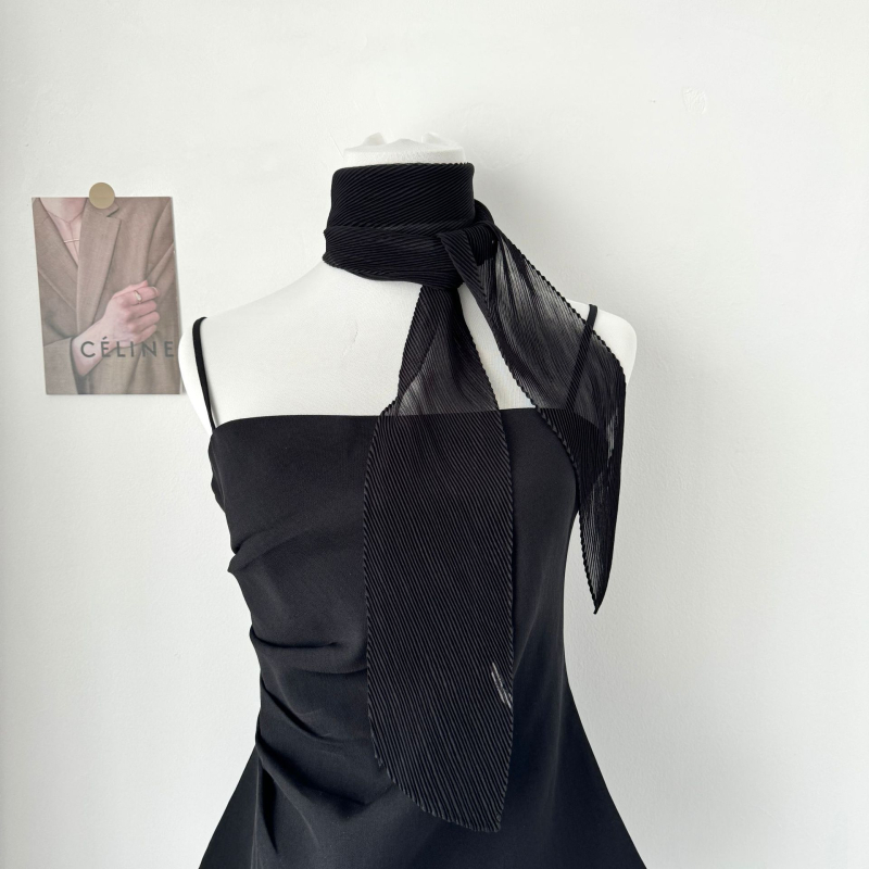 Dugi šal od poliestera, crepe tkanje, plisiranje, gradski stil