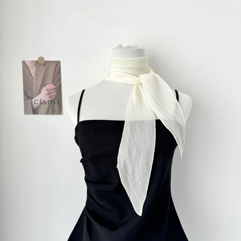 Dugi šal od poliestera, crepe tkanje, plisiranje, gradski stil