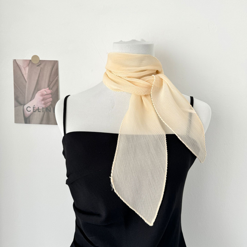 Dugi šal od poliestera, crepe tkanje, plisiranje, gradski stil