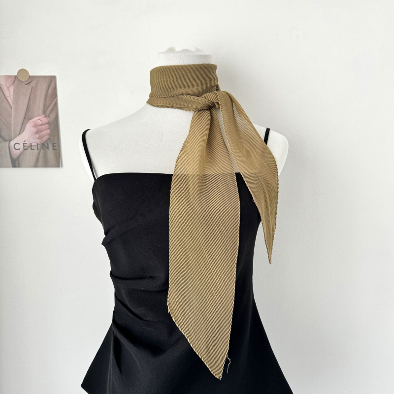 Dugi šal od poliestera, crepe tkanje, plisiranje, gradski stil