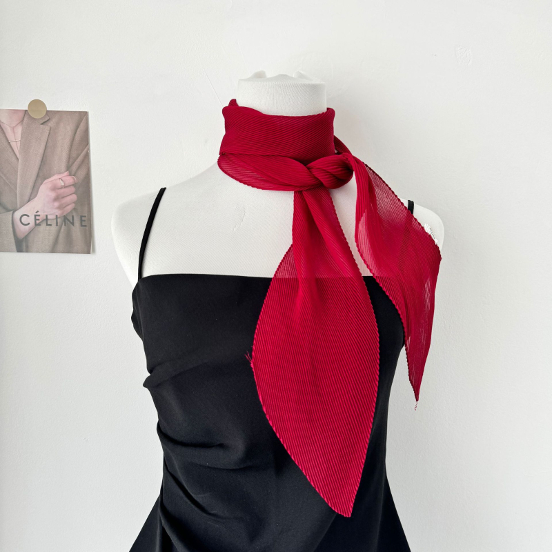 Dugi šal od poliestera, crepe tkanje, plisiranje, gradski stil