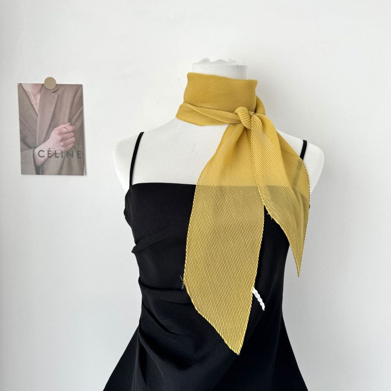 Dugi šal od poliestera, crepe tkanje, plisiranje, gradski stil