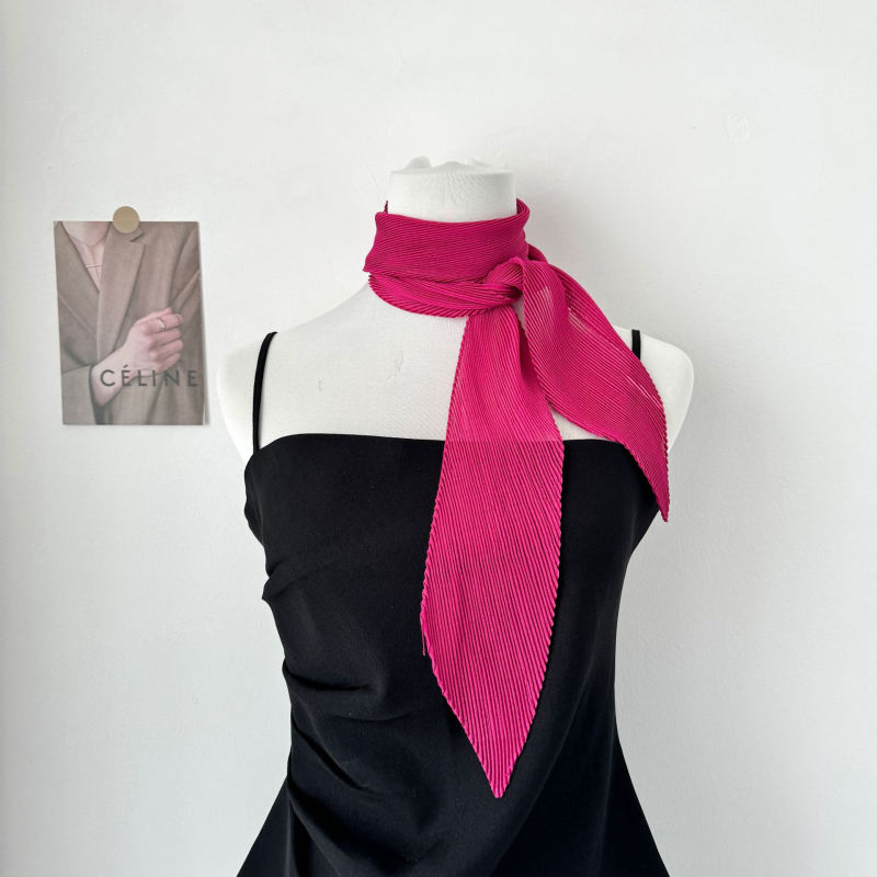 Dugi šal od poliestera, crepe tkanje, plisiranje, gradski stil