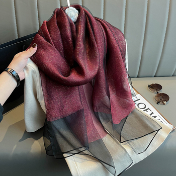 Ženski dvostruki šal od svile, svileno-vunasto platno, Plain Weave, Jacquard, gradski svakodnevni stil