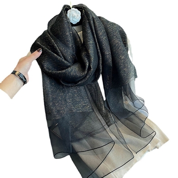 Ženski dvostruki šal od svile, svileno-vunasto platno, Plain Weave, Jacquard, gradski svakodnevni stil