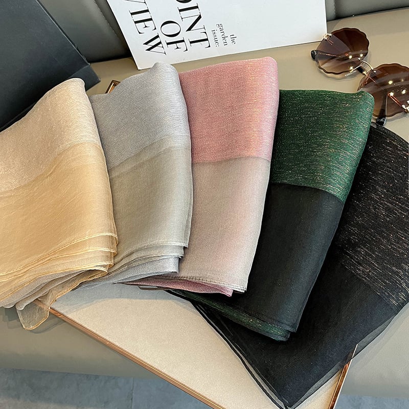 Ženski dvostruki šal od svile, svileno-vunasto platno, Plain Weave, Jacquard, gradski svakodnevni stil