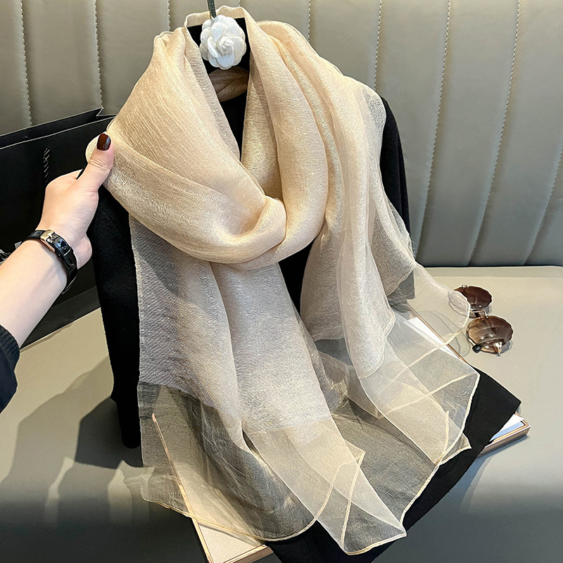 Ženski dvostruki šal od svile, svileno-vunasto platno, Plain Weave, Jacquard, gradski svakodnevni stil