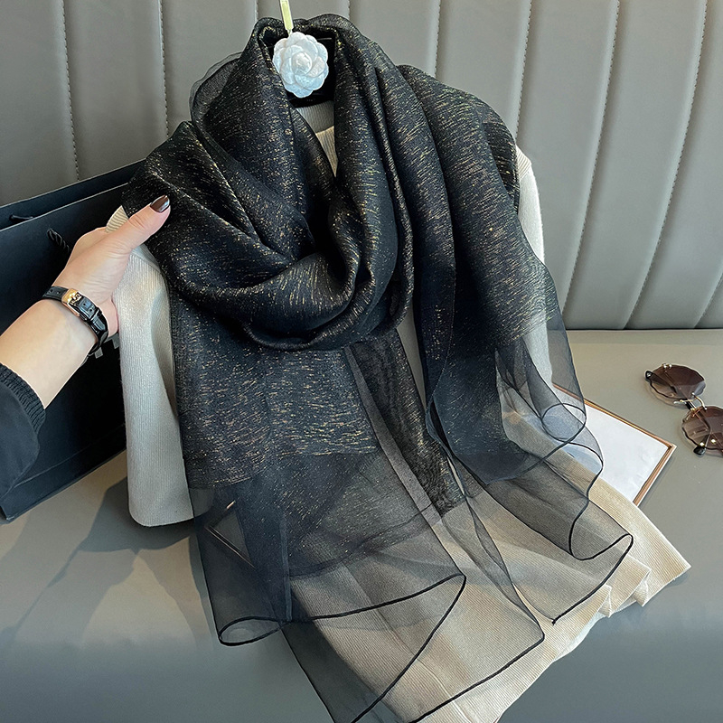 Ženski dvostruki šal od svile, svileno-vunasto platno, Plain Weave, Jacquard, gradski svakodnevni stil