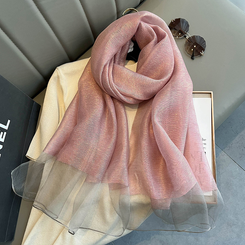 Ženski dvostruki šal od svile, svileno-vunasto platno, Plain Weave, Jacquard, gradski svakodnevni stil