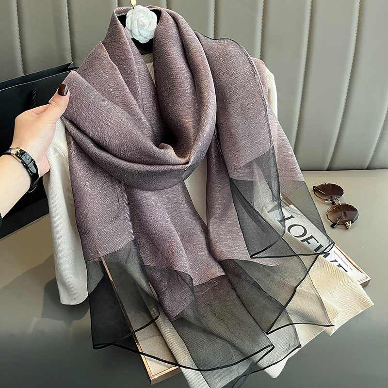 Ženski dvostruki šal od svile, svileno-vunasto platno, Plain Weave, Jacquard, gradski svakodnevni stil