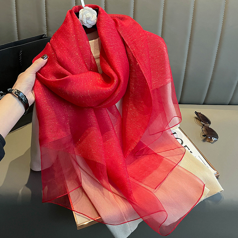 Ženski dvostruki šal od svile, svileno-vunasto platno, Plain Weave, Jacquard, gradski svakodnevni stil