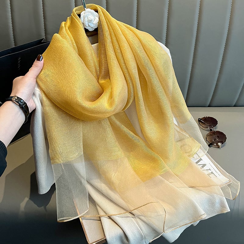Ženski dvostruki šal od svile, svileno-vunasto platno, Plain Weave, Jacquard, gradski svakodnevni stil