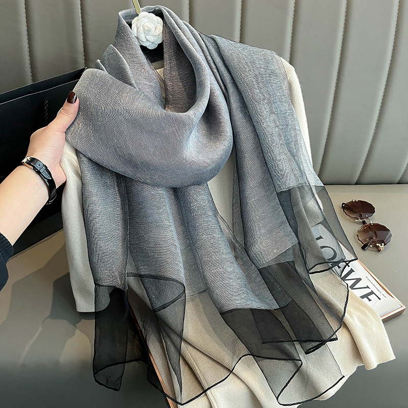 Ženski dvostruki šal od svile, svileno-vunasto platno, Plain Weave, Jacquard, gradski svakodnevni stil