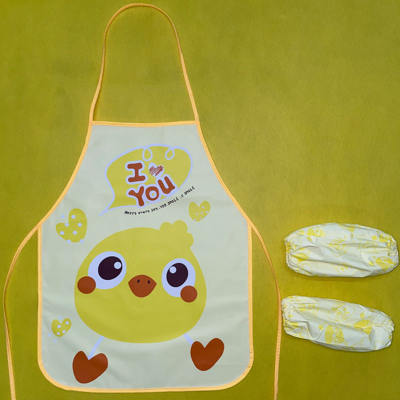 Vaikų EVA vandeniui atspari prijuostė su animaciniu raštu, saugumo lygis A, skirta 3–8 metų vaikams