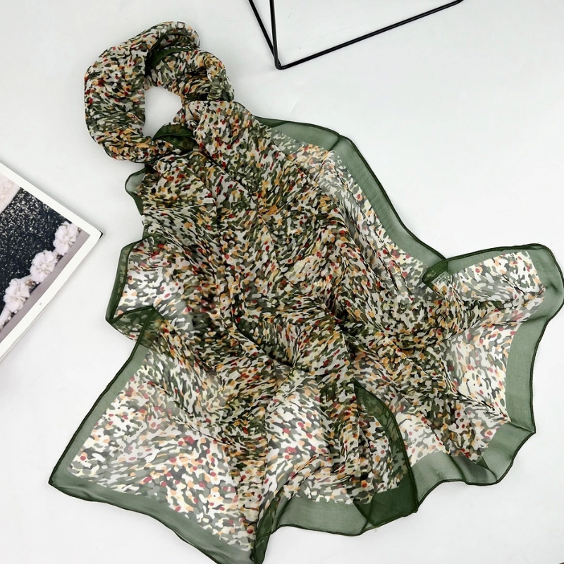 Georgette poliester šal, leopard uzorak, jednostavna tkanina, tisk s cvjetnim prskanjem, umjetnički vintage stil