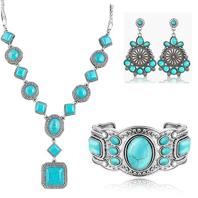 Boemski vintage set nakita od legure s običnim lancem: naušnice, ogrlica i narukvica, unisex stil