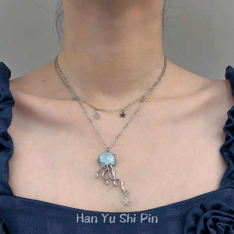 Dugački lančić sa srcem, halter stil, privjesak od legure, korejski stil osobni trend