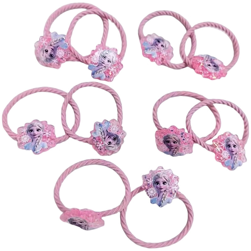Аксесоар за коса за момичета: комплект Елза принцеса — лента за коса с цвете, еластичен ластик, ръчна изработка, пластмаса/смола