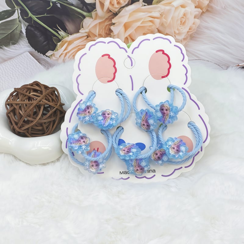 Аксесоар за коса за момичета: комплект Елза принцеса — лента за коса с цвете, еластичен ластик, ръчна изработка, пластмаса/смола