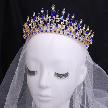 Diadem za kosu – listovit oblik s žutim kristalima, retro barokna vjenčana kruna, od legure, dijamantno obrađena