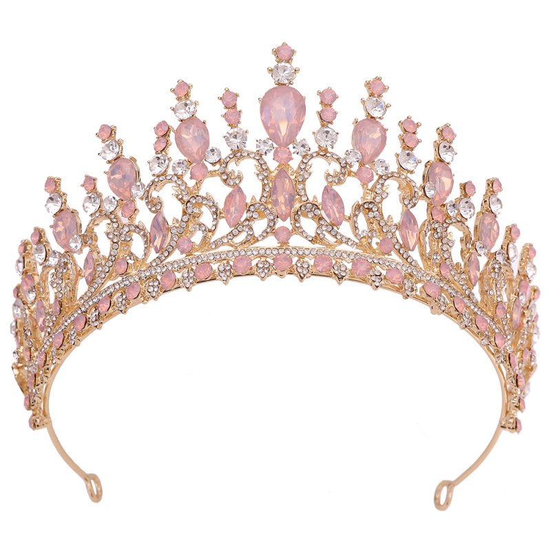 Diadem za kosu – listovit oblik s žutim kristalima, retro barokna vjenčana kruna, od legure, dijamantno obrađena