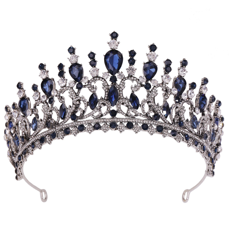 Diadem za kosu – listovit oblik s žutim kristalima, retro barokna vjenčana kruna, od legure, dijamantno obrađena