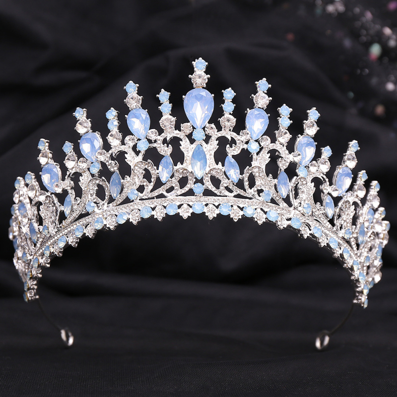 Diadem za kosu – listovit oblik s žutim kristalima, retro barokna vjenčana kruna, od legure, dijamantno obrađena