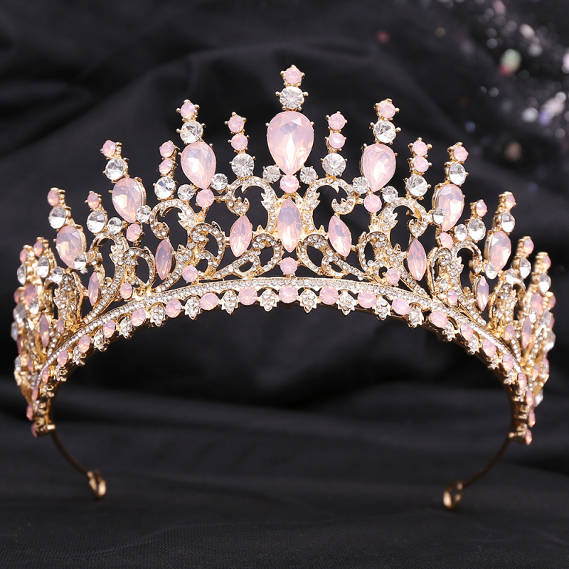 Diadem za kosu – listovit oblik s žutim kristalima, retro barokna vjenčana kruna, od legure, dijamantno obrađena