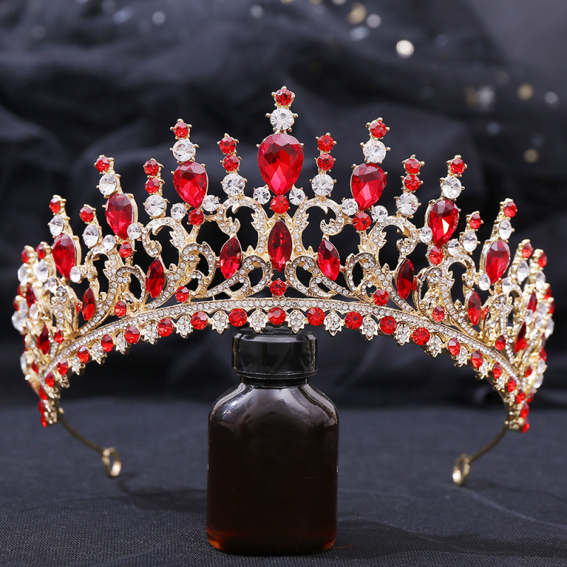 Diadem za kosu – listovit oblik s žutim kristalima, retro barokna vjenčana kruna, od legure, dijamantno obrađena