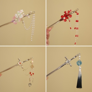 Ukosnica za kosu od stakla s resom, etnički stil, geometrijski dizajn inspiriran mačem, prilagodljivo