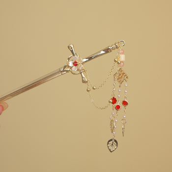 Ukosnica za kosu od stakla s resom, etnički stil, geometrijski dizajn inspiriran mačem, prilagodljivo