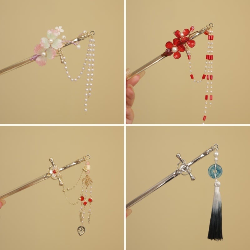 Ukosnica za kosu od stakla s resom, etnički stil, geometrijski dizajn inspiriran mačem, prilagodljivo