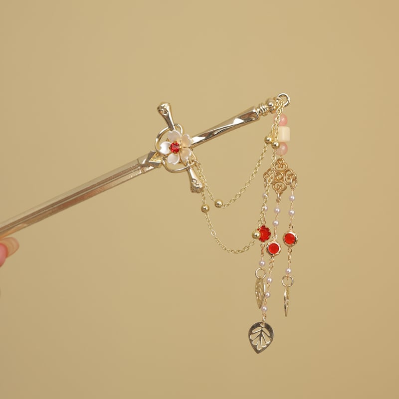 Ukosnica za kosu od stakla s resom, etnički stil, geometrijski dizajn inspiriran mačem, prilagodljivo