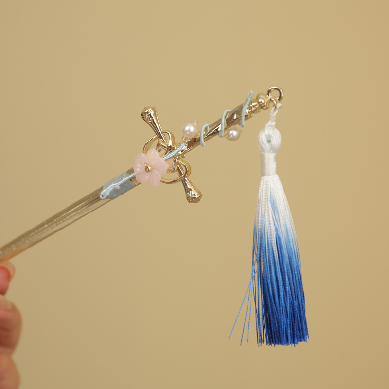 Ukosnica za kosu od stakla s resom, etnički stil, geometrijski dizajn inspiriran mačem, prilagodljivo