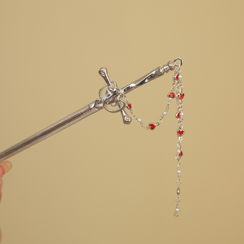 Ukosnica za kosu od stakla s resom, etnički stil, geometrijski dizajn inspiriran mačem, prilagodljivo