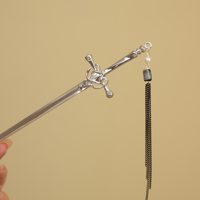 Ukosnica za kosu od stakla s resom, etnički stil, geometrijski dizajn inspiriran mačem, prilagodljivo