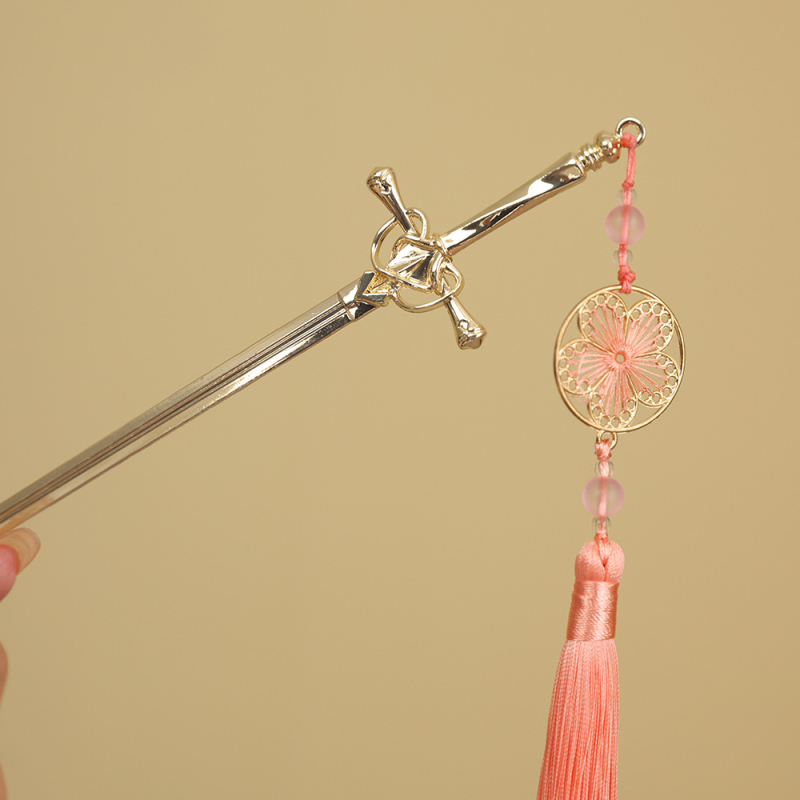 Ukosnica za kosu od stakla s resom, etnički stil, geometrijski dizajn inspiriran mačem, prilagodljivo