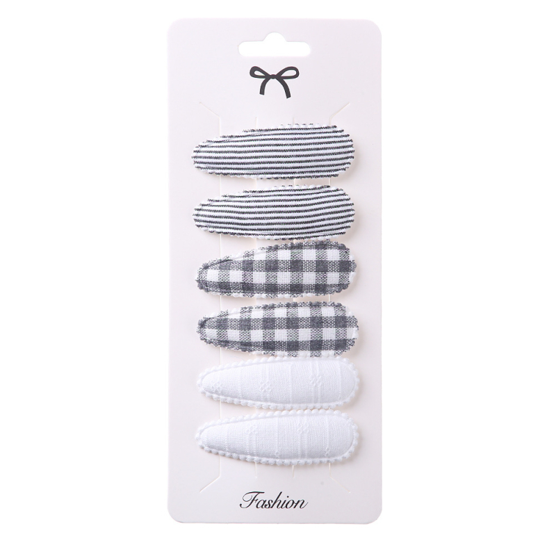 Korejas stilā lašveidīga matu spraudņu komplekts 6 gab., auduma ziedu izšuvums, roku darbs, bērniem