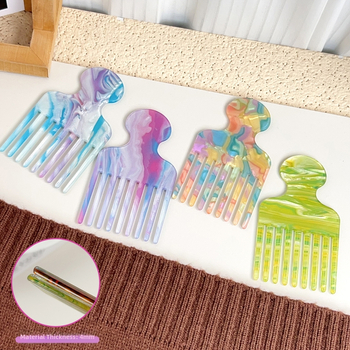 Ručni ženski vintage češalj za kosu s finim zubima, mramorni uzorak, antistatčan