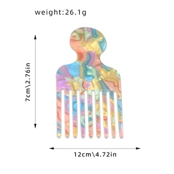 Ručni ženski vintage češalj za kosu s finim zubima, mramorni uzorak, antistatčan