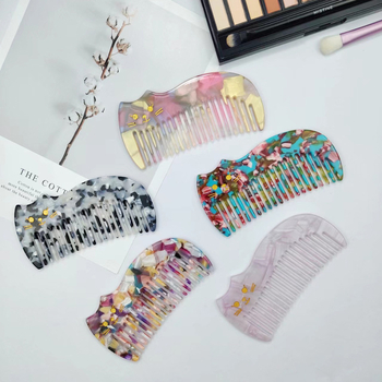 Četka za kosu s motivom mačke, debela, od ploče octene kiseline, ručno izrađena, antistatična