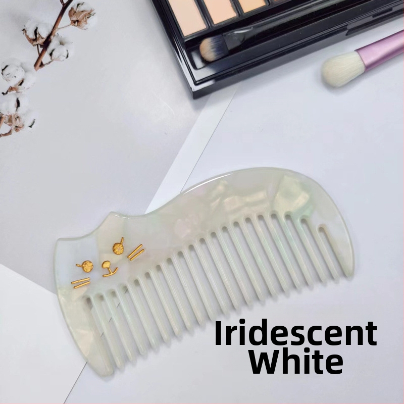 Četka za kosu s motivom mačke, debela, od ploče octene kiseline, ručno izrađena, antistatična