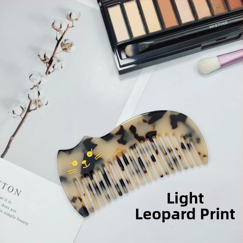 Četka za kosu s motivom mačke, debela, od ploče octene kiseline, ručno izrađena, antistatična