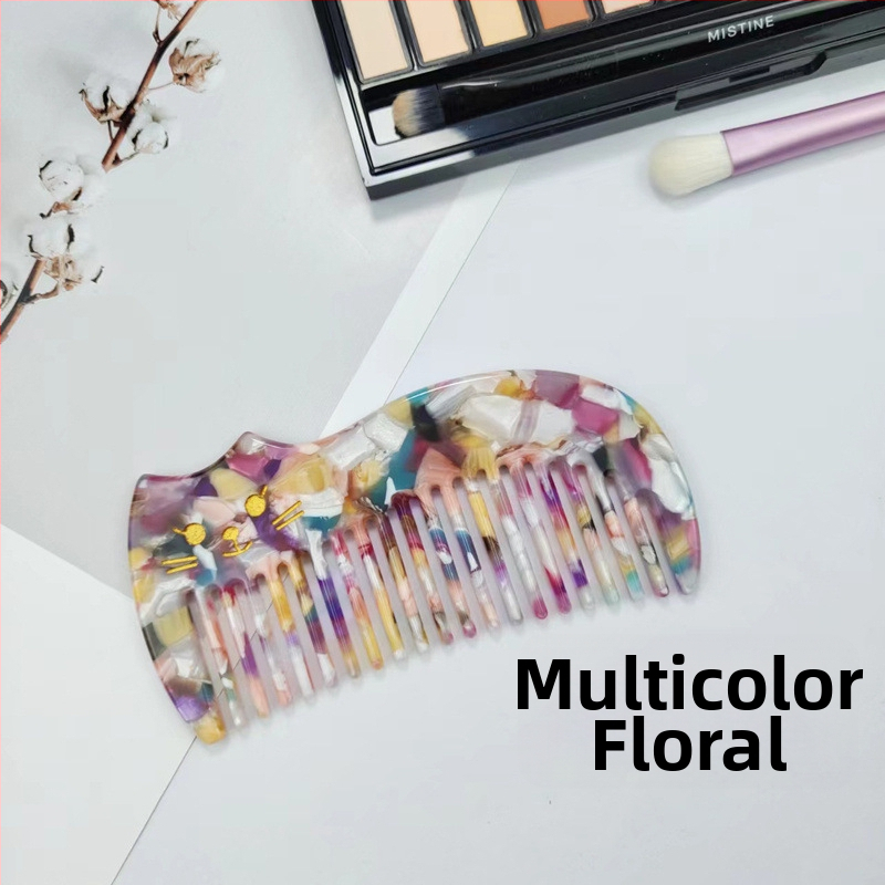 Četka za kosu s motivom mačke, debela, od ploče octene kiseline, ručno izrađena, antistatična