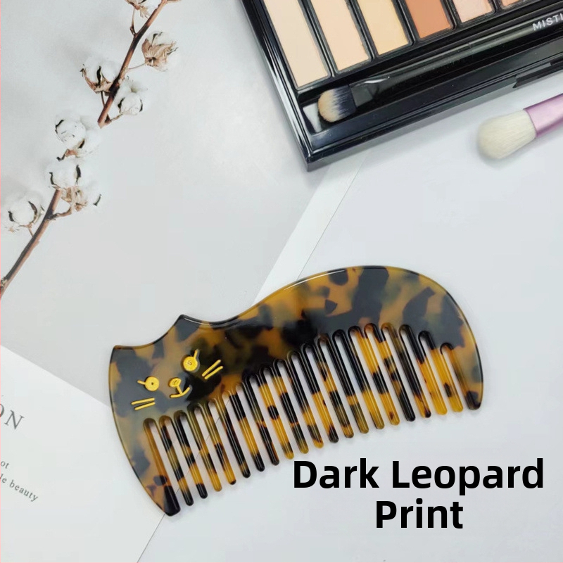 Četka za kosu s motivom mačke, debela, od ploče octene kiseline, ručno izrađena, antistatična